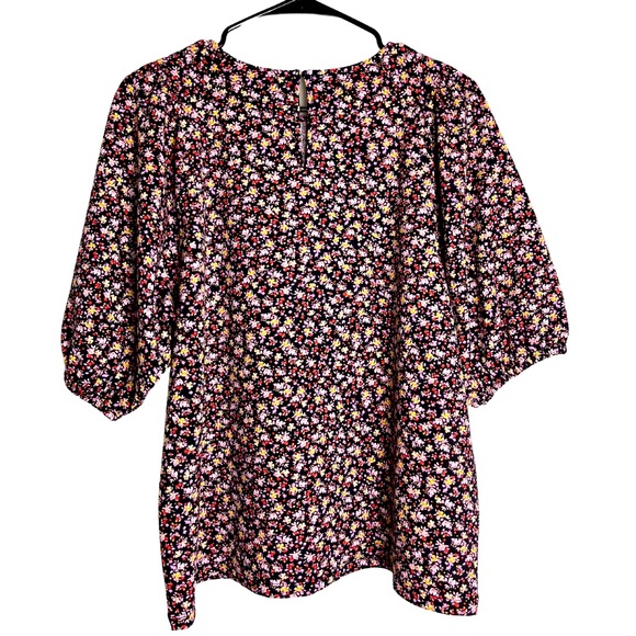 Ann Taylor Pink Floral Puff Sleeve Blouse Top - Picture 3 of 10